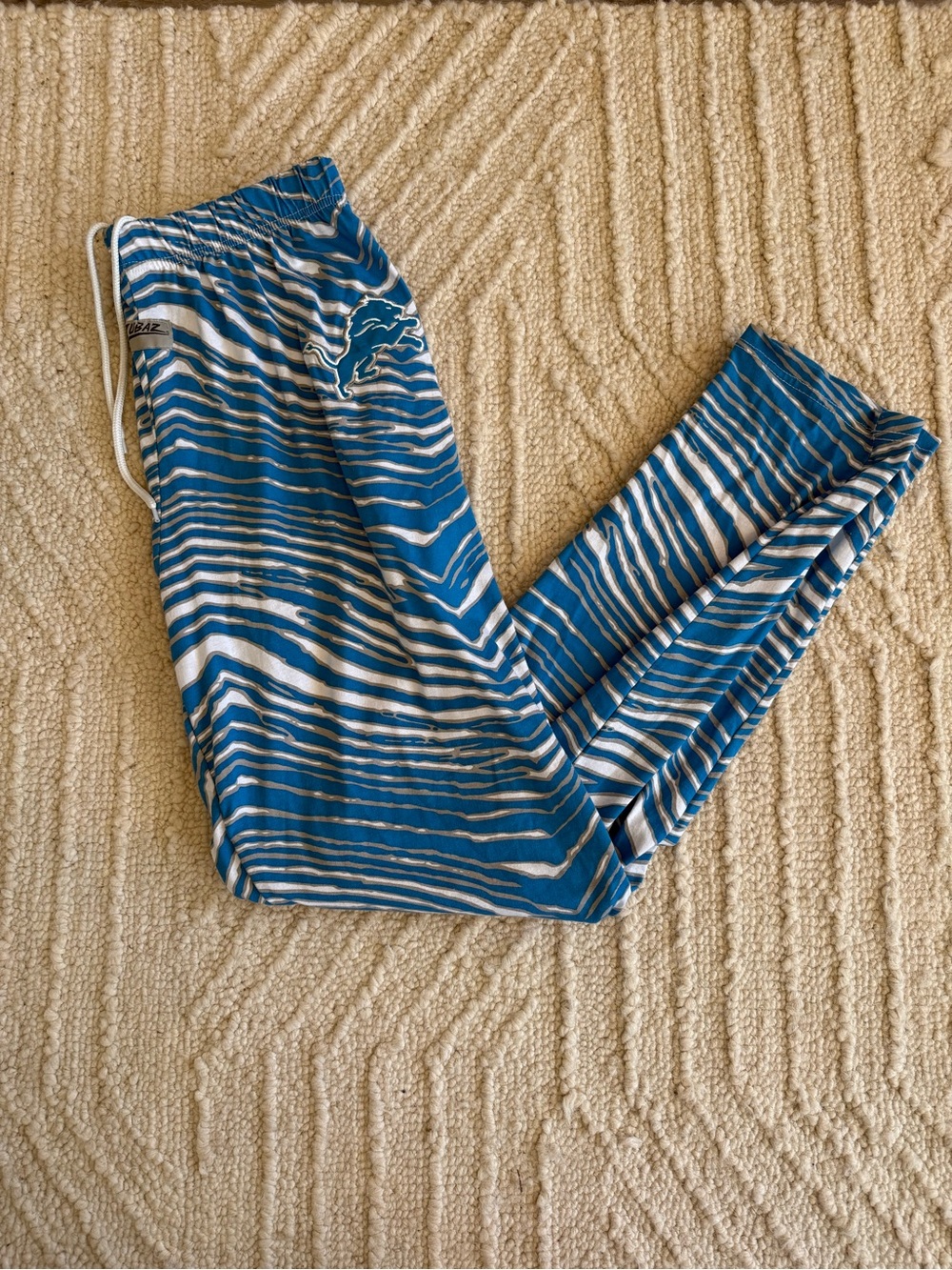 Blue Striped Men's Joggers with Drawstring Waist